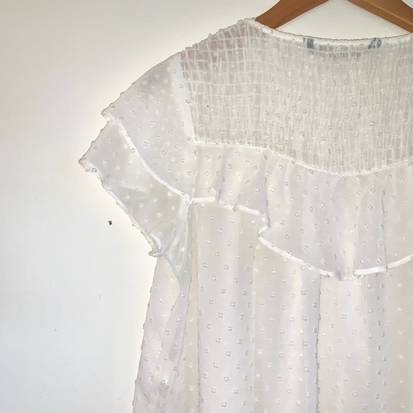 Zara White Blouse with Sheer Back Size M - Picture 4 of 5